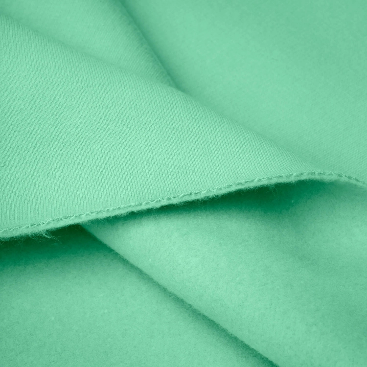 Tejido perchado en color verde, algodón orgánico certificado con poliéster
