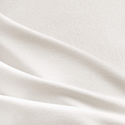 Close-up of 260gsm off white bamboo knit texture