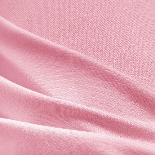 Close-up of pink bamboo terry knit fabric texture