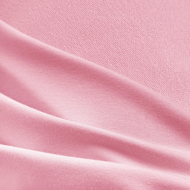 Close-up of pink bamboo terry knit fabric texture
