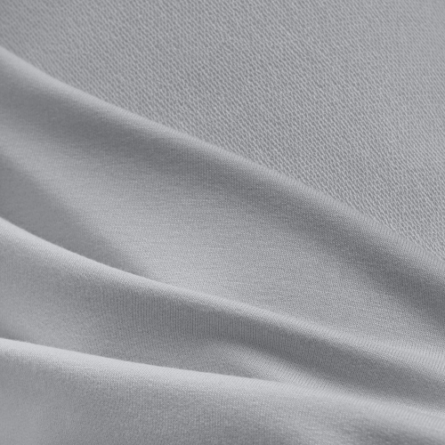 Close-up of grey sustainable viscose French terry texture