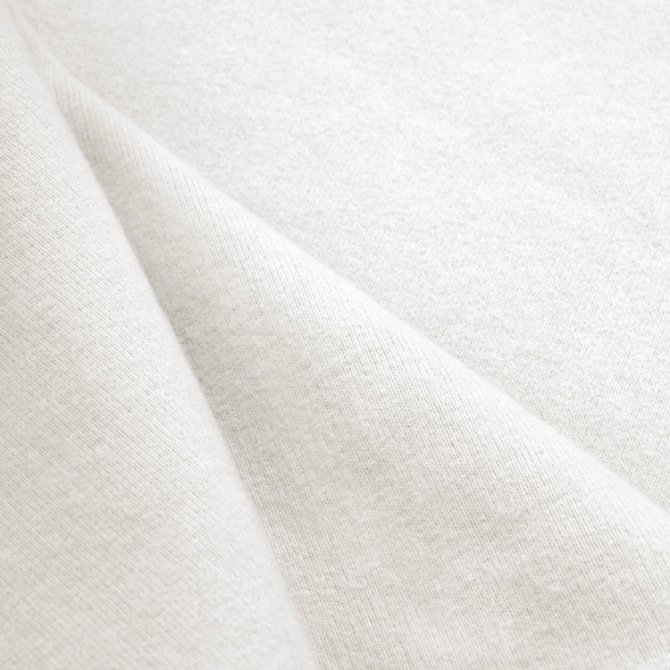 Off white cotton PES Brushed French Terry 280g – close-up of soft, warm brushed texture with peach skin finish