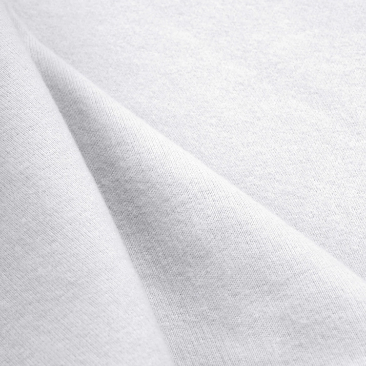 White cotton PES Brushed French Terry 280g – close-up of soft, warm brushed texture with peach skin finish