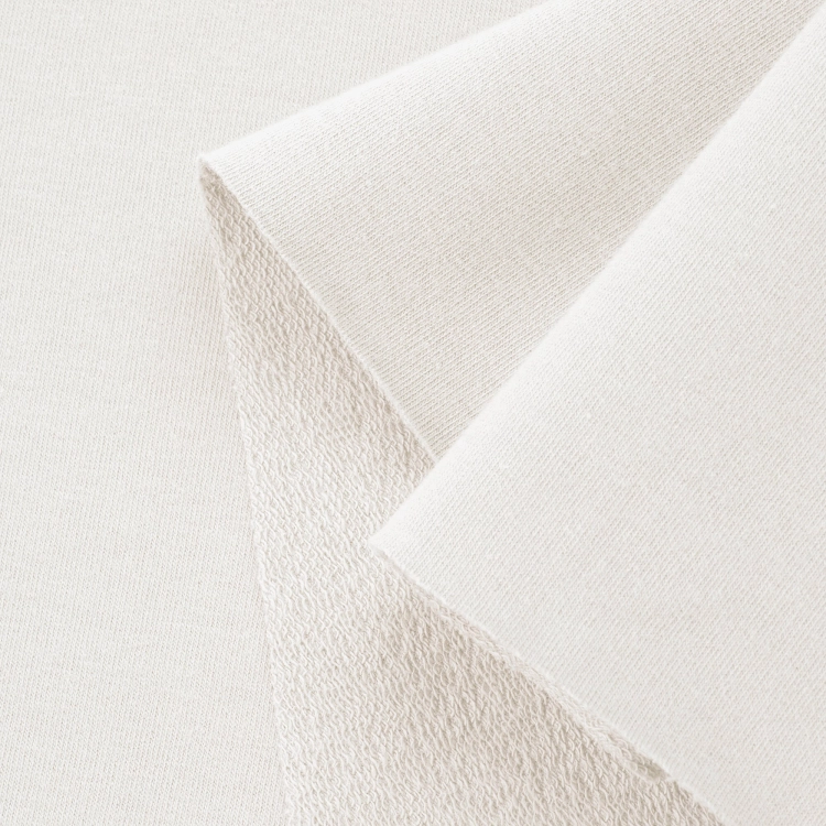 Soft off white sweatshirt french terry cotton 260g – close-up of cream looped texture