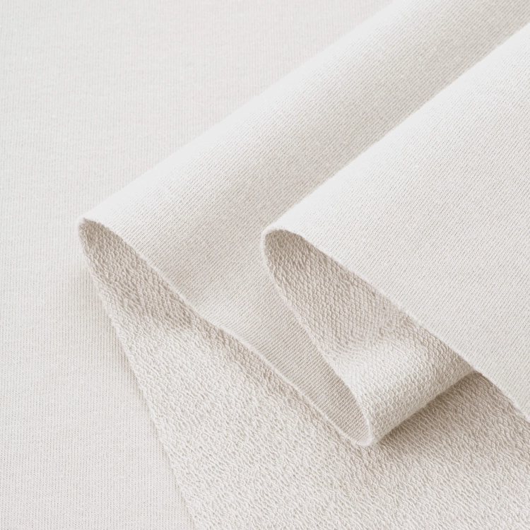 Dresówka pętelka bawełna 280g off white contamination free – złożony materiał z pętelkową stroną