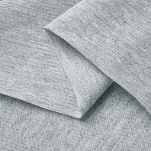 Merceryzowana dzianina Single Jersey Bawełna 160g w kolorze melanż szary – zbliżenie na strukturę materiału, widoczne sploty