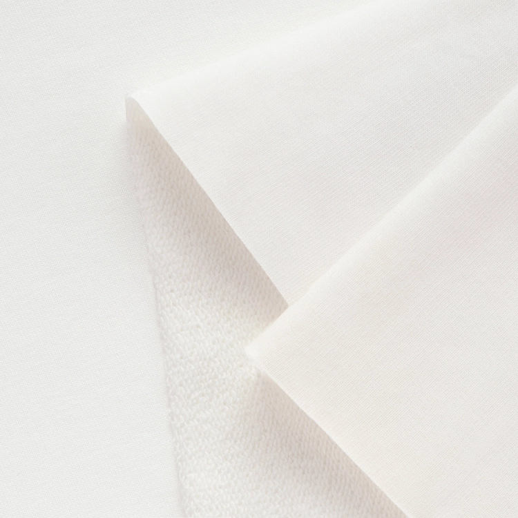 Thick off white French Terry, enzyme-washed and contamination free fabric - texture and knit structure