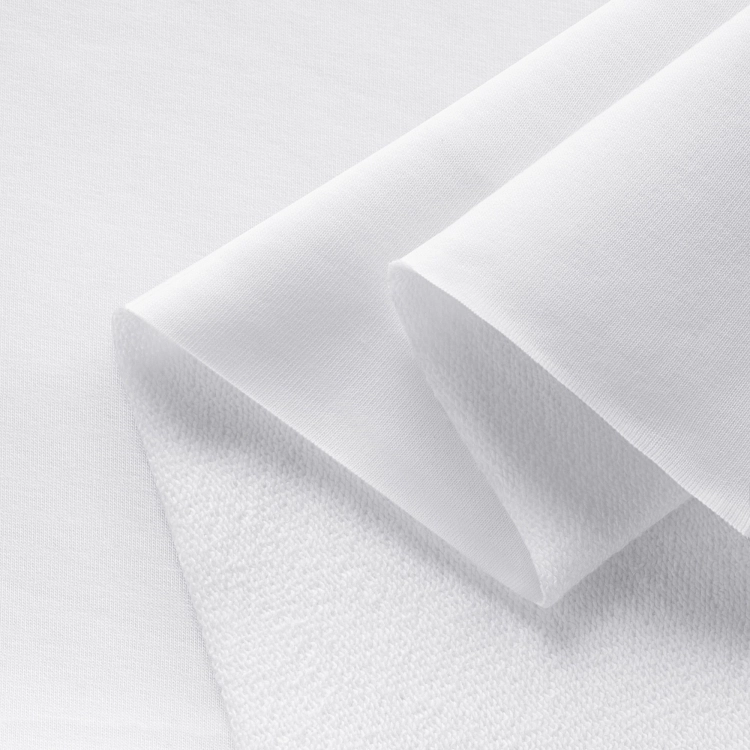 White Organic French Terry Cotton 320g – double-sided fabric texture detail