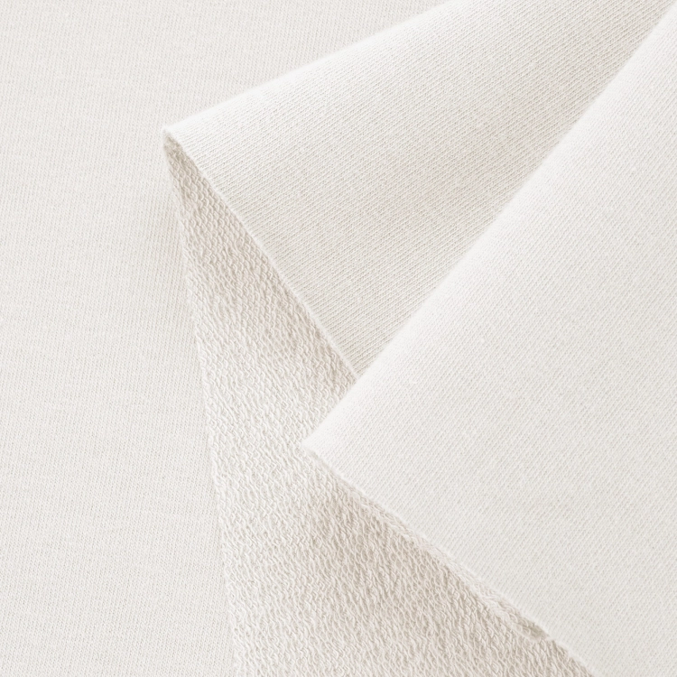 Off White 310g fabric – close-up of the diagonal loopback structure on the reverse side