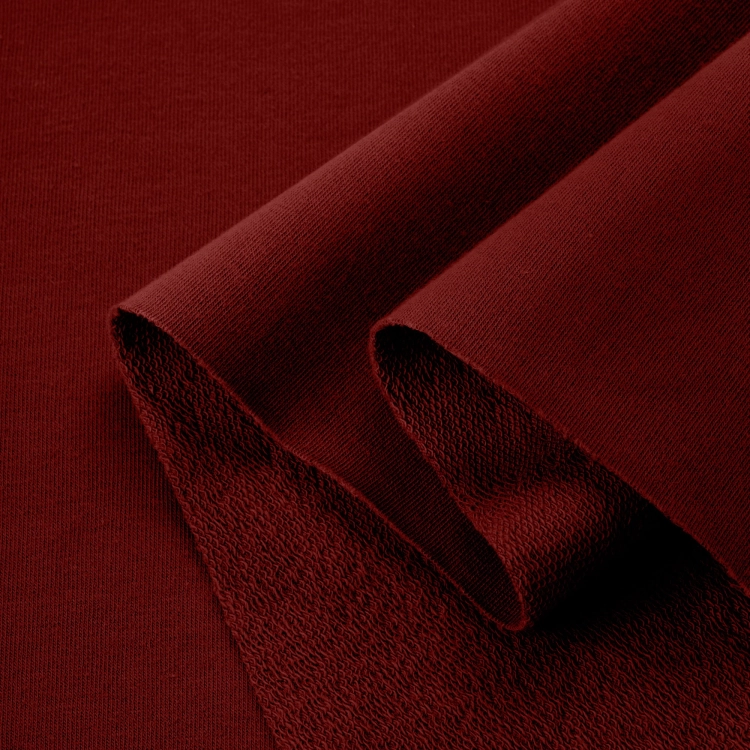 French terry Burgundy 266 – folded cotton knit with soft reverse and rich burgundy tone