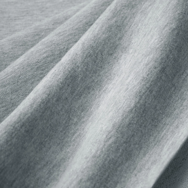 Light Grey Melange knit – close-up of texture, soft grey loopback fabric