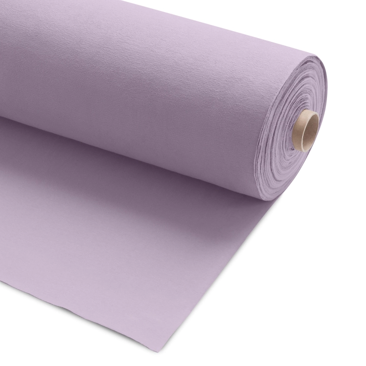 Loopback sweatshirt fabric Violet 223 – rolled fabric in soft powdery violet, top view
