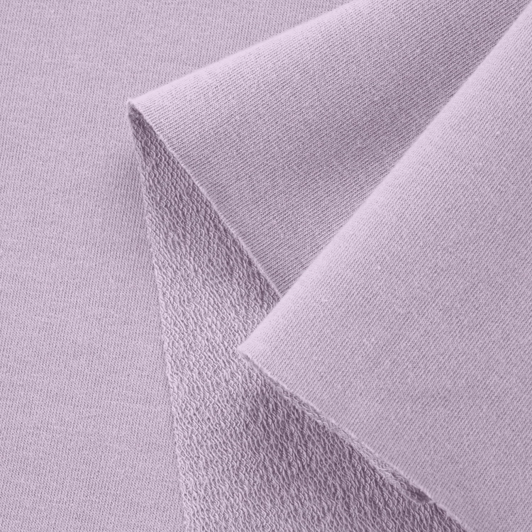Detailed fabric texture – springy diagonal loopback in rich violet tone
