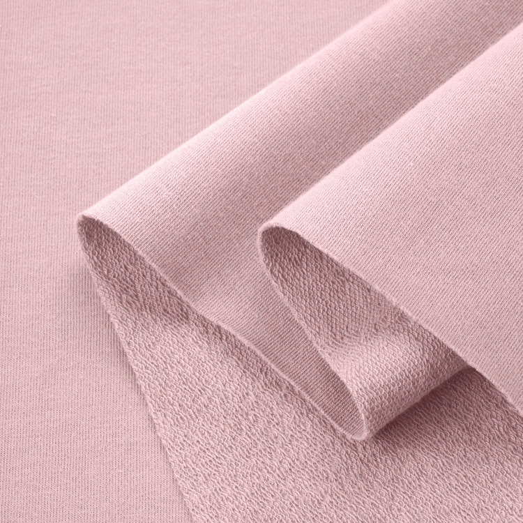 French terry Pink 5 – layered fabric in saturated pink with looped reverse side