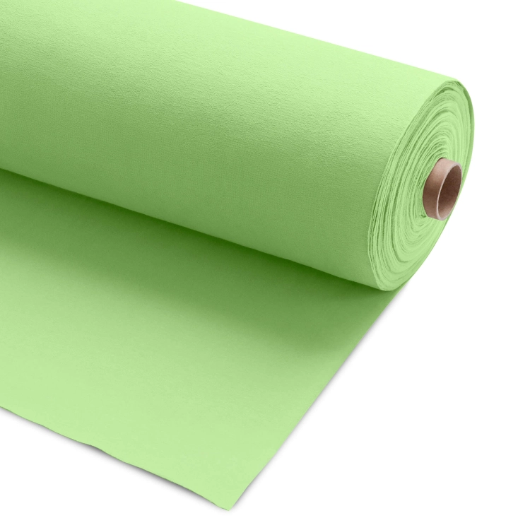 Green 574 cotton knit fabric roll – light green, smooth texture.