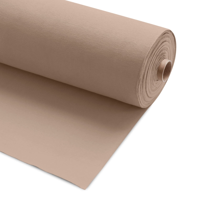 Roll of loopback French Terry fabric in Beige 558 – soft and neutral cotton jersey for garments.