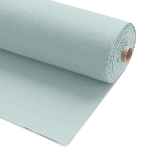 Green 23 fabric roll – loopback French terry in a soft, grey-toned mint.