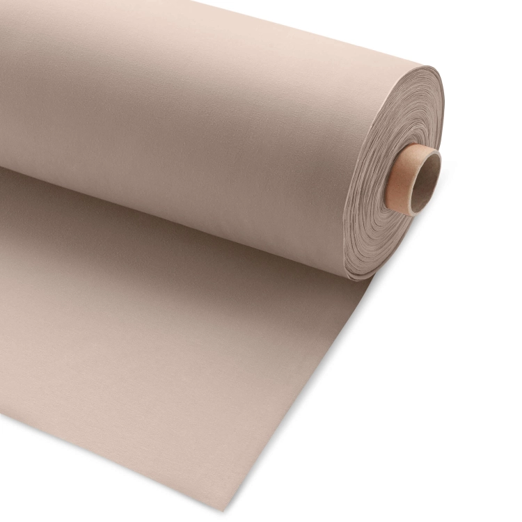 Roll of pink jersey fabric – soft powdery shade with smooth single jersey finish.