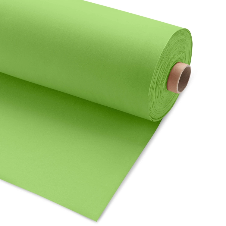 Roll of green jersey fabric – juicy, saturated tone with a matte finish.