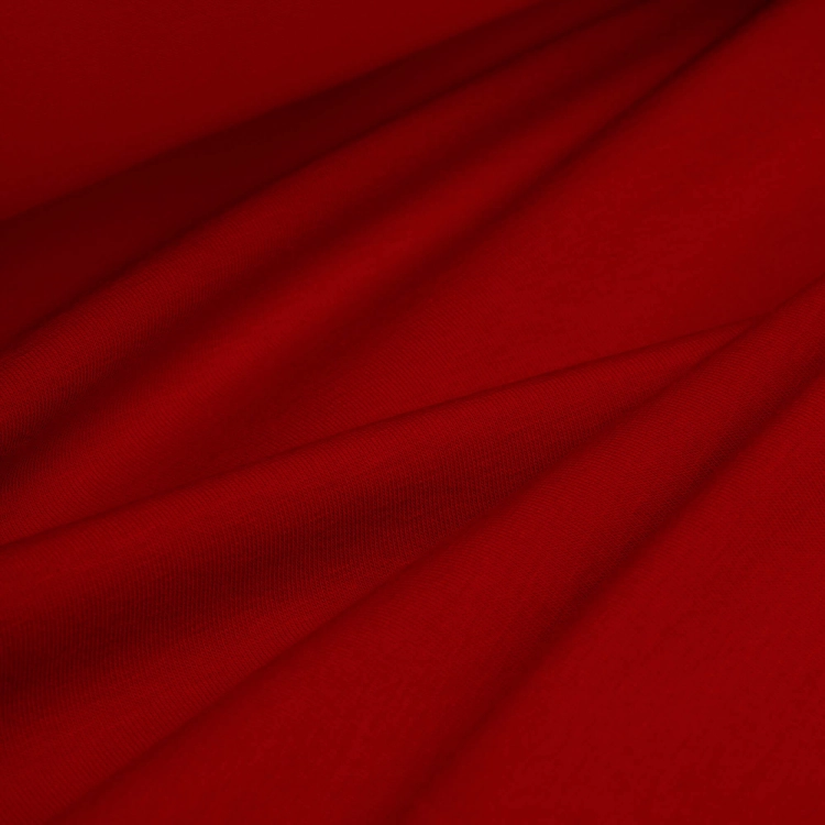 Fałdy dzianiny Czerwony 29 – elastyczna, miękka tkanina w eleganckim czerwonym kolorze.