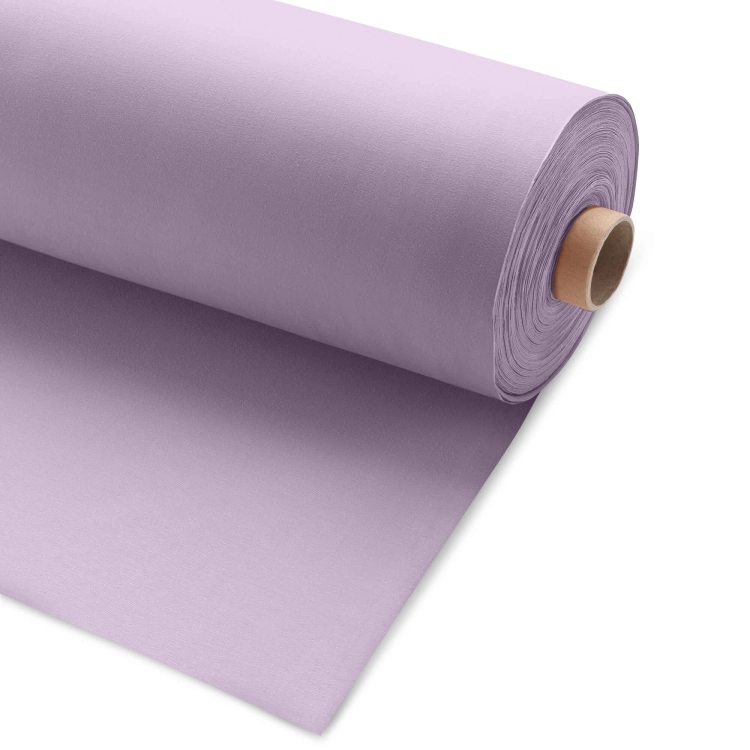 Roll of Violet 223 jersey fabric – soft pastel violet knit on a cardboard tube..