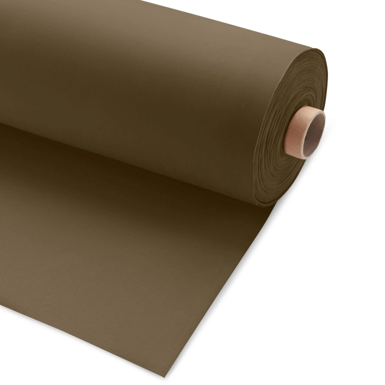 Roll of Green 557 jersey fabric – deep matte olive green cotton knit on a cardboard roll.