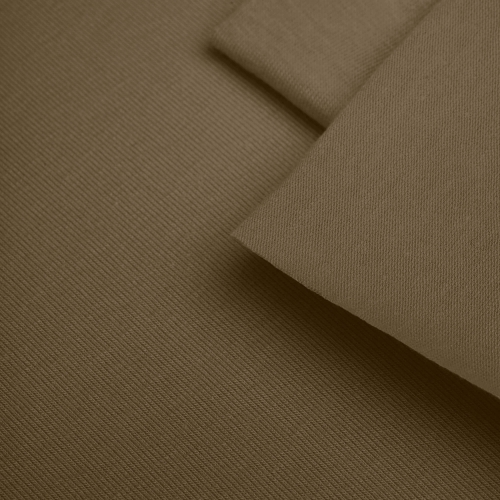 Close-up of Green 557 fabric texture – fine jersey structure in an earthy green tone.