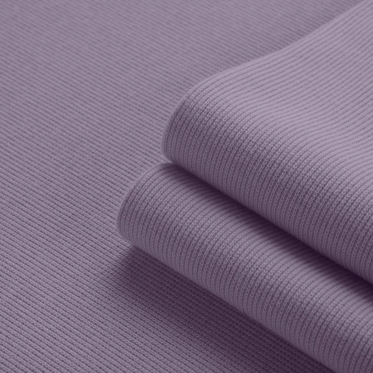 Elastic violet ribbed cotton knit on roll