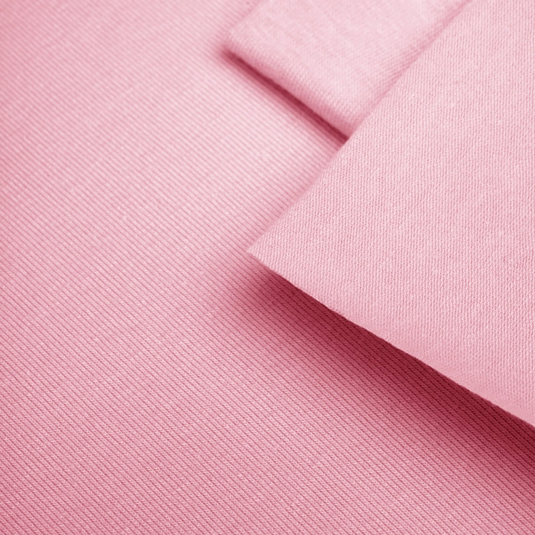 Contamination-free Single Jersey Cotton 160g pink fabric – close-up of the fabric texture, visible weave