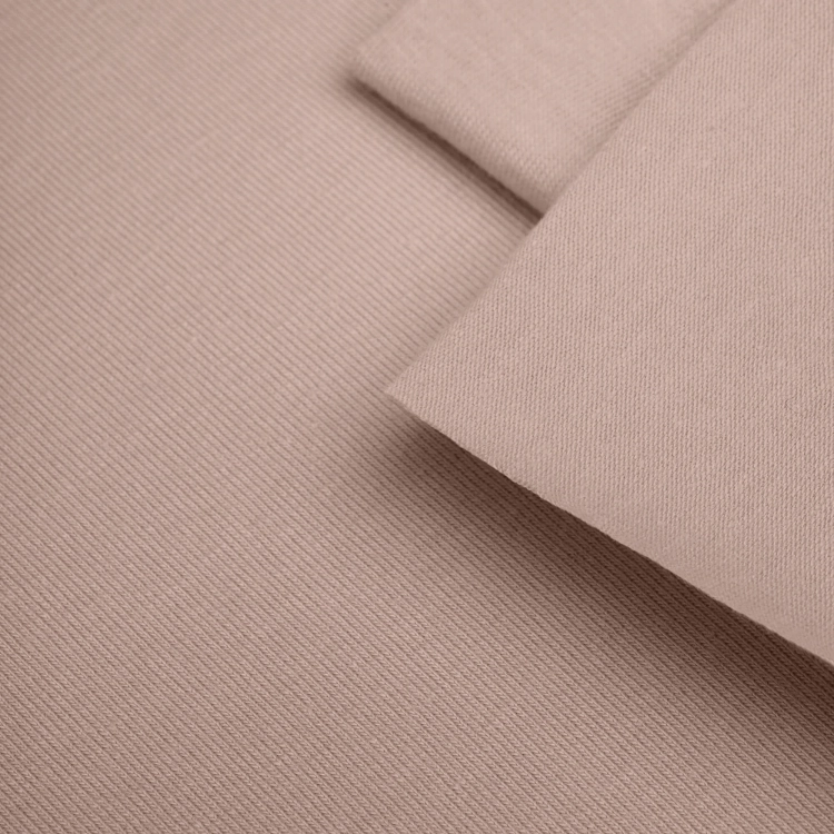 Texture of beige cotton knit fabric – visible fine jersey weave