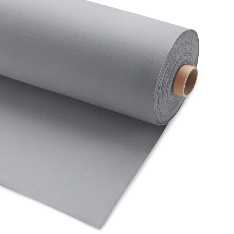 Roll of soft grey Single Jersey cotton fabric, neatly wound and ready for cutting