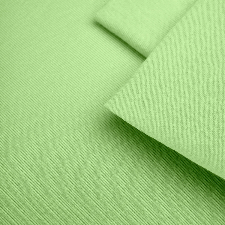 Close-up of green Single Jersey Cotton 200g fabric texture